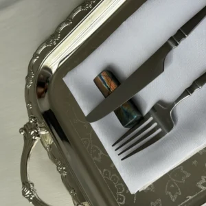 Labradorite Chopstick & Knife Rest – Orange Flash
