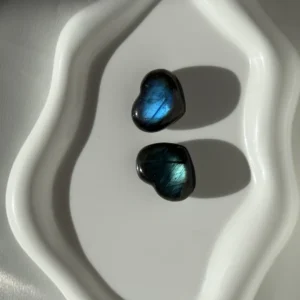 Mini Pair of Labradorite Hearts – Blue & Green Flash
