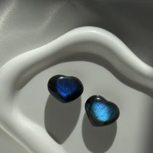 Mini Pair of Labradorite Hearts – Blue Flash