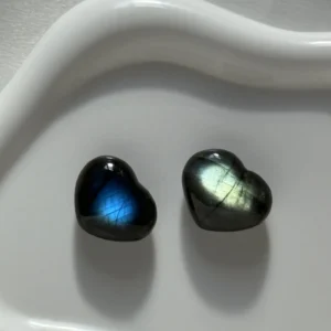 Mini Pair of Labradorite Hearts – Blue and Green Flash